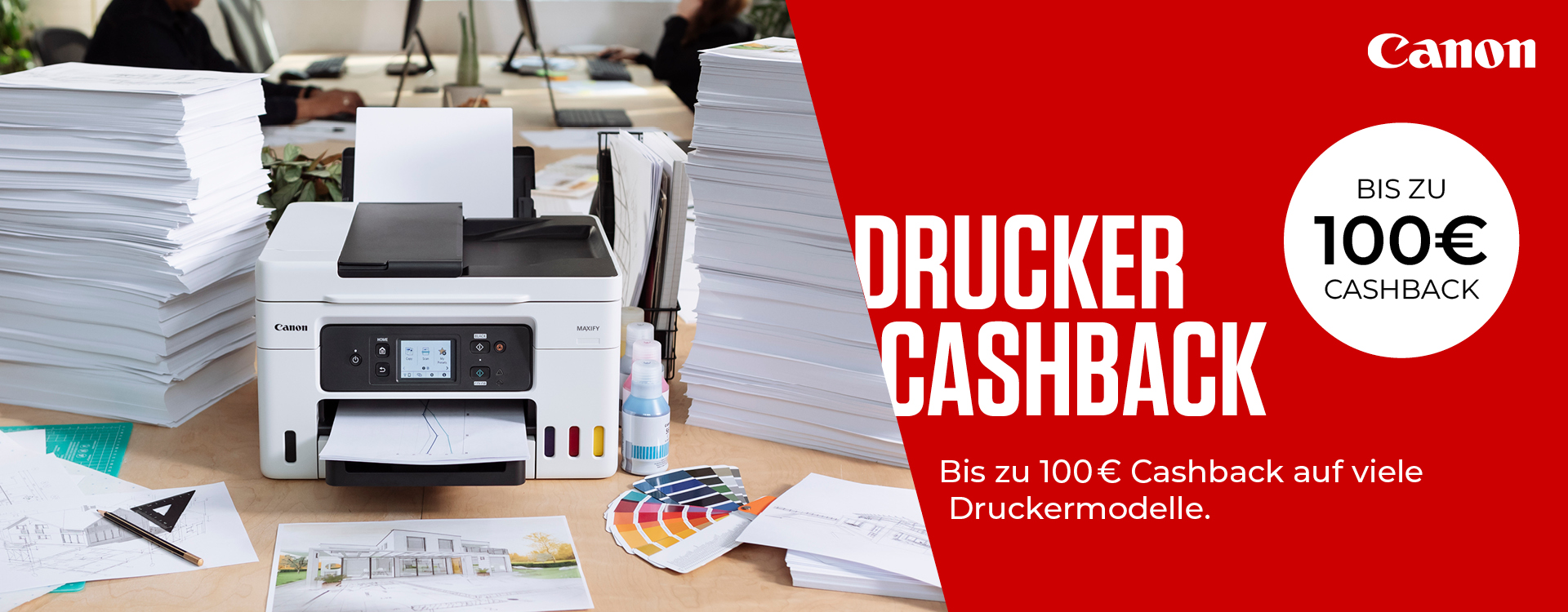 Jetzt ist der perfekte Zeitpunkt, um auf höchste Druckqualität und modernste Technologie zu setzen. Bis Ende Jänner 2026 bekommen Sie beim Kauf ausgewählter Canon Drucker und Scanner bares Geld zurück - bis zu 100€ Cashback!